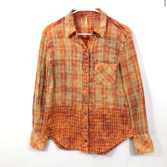 Free People Tops - Free People Lindsay Distressed Flannel